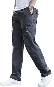 [Aosufei] Men's Drawstring Fashion Spring Fall Pants Comfort Wide Leg Loose Pants Joggers Hiking Casual Cargo Trousers
