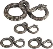 Jinshining 4 Bronze Snake Figurines: High Simulation Fantasy Brass Vintage Style Snake Statues for Office, Desktop, Home Decor