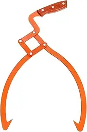 uxcell 1-Pack Logging Skidding Tongs, 20" Log Tongs with Non Slip Grip 2 Claw Stainless Steel Hand Log Handling/Dragging/Carrying Tool [Orange]