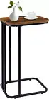 C Shaped End Table, 27 Inches High Small Side Table for Sofa and Bed, Couch Tabl