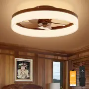 Farmhouse Ceiling Fans with Lights and Remote, 19.7In Low Profile Ceiling Fan Fl