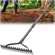 Garden Rake Heavy Duty, 17 Tines Metal Bow Rake with 63" Adjustable Handle, L...