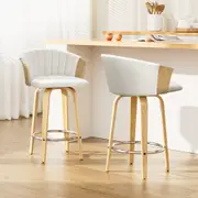 2x Artiss Bar Stools Swivel Leather Chairs Wooden