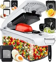 Fullstar Vegetable Chopper - Spiralizer Vegetable Slicer - Onion Chopper with Container - Pro Food Chopper - Slicer Dicer Cutter - (9 in 1, White)