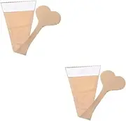 [WRITWAA] 2Pcs Invisible Lace Nude, One Piece Pants Fun Underwear Thong, Self Adhesive No Panty Line Heart Shaped Strapless C-String Thong, Skin Color, Size