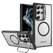 For Samsung Galaxy S25 Ultra Camera Stand Magsafe case Shockproof Case Heavy Duty Protective Back Cover (Black)