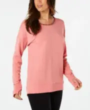 Ideology Blanket-Stitch Cross-Back Top Rose Blossom L