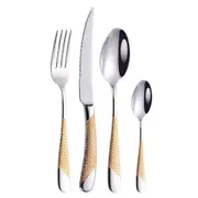 1Set Western Cutlery Set Home Restaurant 304 Stainless Steel Steak Knife And Fork Full Set Of Golden Tableware Tea Spoon Dinnerware