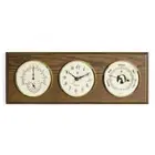 Bey berk Quartz Clock and Barometer with Thermometer on Mahogany Wood. 8