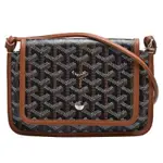 GOYARD PLUMET系列防水帆布LOGO牛皮飾邊手拿/斜背包(棕)