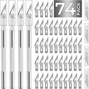 Exacto Knife Hobby Knife Craft Knife 74 Pack with 4 Upgrade Sharp Hobby Knives and 70 Spare Knife Blades for Art, Scrapbooking,Stencil