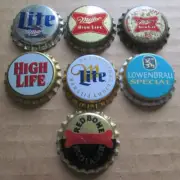 7 UNUSED UNCRIMPED MILLER BREWING CO BEER BOTTLE CAPS