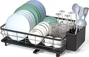 Dish Drying Rack for Kitchen Counter - Large Dish Rack with Drainboard, Rustproof Dish Drainer with Utensil Holder for Sink Space-Saving Dish Rack, Stainless Steel Kitchen Drying Rack