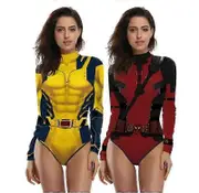 Deadpool Wolverine Bodysuit Woman Halloween Cosplay Show Costume red S
