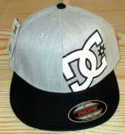 MENS DC SHOES FLEXFIT FITTED HAT GRAY BLACK CAP SIZE L/XL