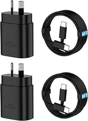2 Pack 25W USB C Fast Charger for Samsung with 6.6FT/2M USB C Cable Compatible with Samsung Galaxy S25 Ultra/S25/S24 Ultra/S24/S23/S22/S21/Z Fold/Z Flip/ A54/Note20/Tab S9/S8/S7 PPS Charger