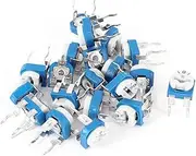 20Pcs (Potentiometer) Vertical Blue White Resistance Adjustable Resistor Potentiometer (23ry462qf52) 100 Ohm