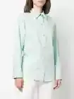 $295 VINCE Tie-Back Organic Cotton Button-Up Shirt XS S M L Pale Mineral Blue