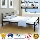Double Size Metal Bed Frame Black Bedroom Home Furniture Industrial Slatted Base