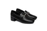 TARRAMARRA Women Leather Buckle Low Block Heel Loafers Mia Black / AU Ladies 10 / AU Men 8 / EU 41