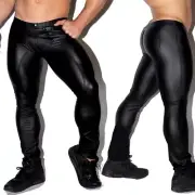 Convenien Pants Trousers Faux Leather M~2XL Skinny Stretch Wet Look Club