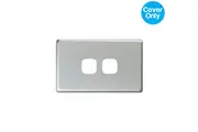 HPM Excel 2 Gang Light Switch Matt Silver Metal Cover | XL770/2PLMS