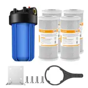 Whole House Water Filter Housing Filtration System 4P 10" x4.5" CTO Carbon Block