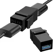 USB Keystone Jack Plug - 2-Piece USB3.0 Outlet Panel Interface Plug Insert - USB Wall Plate Extension Connector for Living Room, Hotel, Bedroom, Apartment, Home