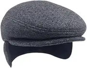 [Ardorion] Men's Peaked Cap Lined Flat Cap with Ear and Neck Protection Autumn Winter Hat with Ear Flaps Peaked Cap with Fold-Out Ear Protection Flat Cap