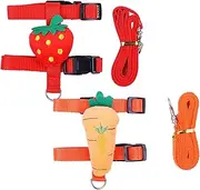 2Pcs Cat Harness and Leash, Cute Adjustable Rabbit Harness and Leash Set, Carrot Strawberry Pet Supplies for Rabbit, Kitten, & Small Animals