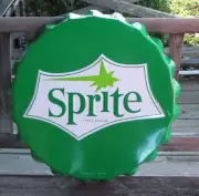 Sprite Large Bottle Cap Steel Sign Green with Vintage Look Sprite Logo