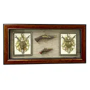 Home Decor Antique Gun & Shield Timber Frame with Glass Face