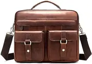[HAMKVBPR] Mens Briefcase Men Vintage Leather HandBag Office Briefcase Work School Shoulder Bag for Travel Business School Messenger Bag for Work Business