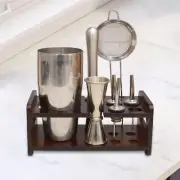 Cocktail Shaker Stand Cocktail Bartending Wooden Stand for Tabletop Home Bar