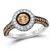 14k White Gold Round Brown Diamond Solitaire Bridal Engagement Ring 1-3/4 Cttw