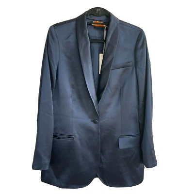 NWT Tory Burch Blazer Blue Silk Satin sz 6