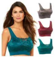 Rhonda Shear Lace Overlay 3-pack Bra 557-604 Enchanted Forest ,Size 1X