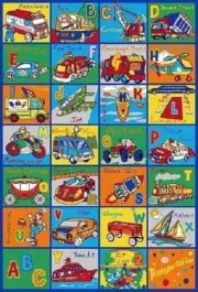 KIDS CHILDREN SCHOOL CLASSROOM ABC TRANSPORT 3 x 5 EDUCATIONAL NON SKID GEL RUG