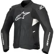 Dusk Airflow Black Black White Leather Motorcycle Jacket