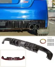 Painted GLOSSY BLACK Rear Diffuser For 15-21 Subaru WRX STi Plastic Lower Fin