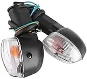 Front Rear Turning Indicator Lights Motorcycl Front Rear Clear Turn Indicator Signal Light Motorcycle Accessories, for YZF R1 R6 FZ1 FZ6 XJ6 Motorcycle Turn Signal Lights(BLACK 2 pcs W)