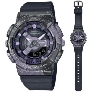 【CASIO 卡西歐】G-SHOCK 40週年冒險者寶石系列金屬礦石設計雙顯錶-方解石黑紫(GM-S114GEM-1A2 防水200米)