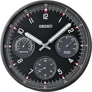 SEIKO Shelby Non Ticking Wall Clock, Black, 13 Inch