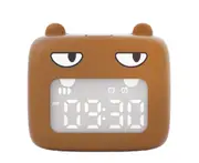 F29 Mini Cartoon Smart Bear Shape Small Alarm Clock USB Charging Wake Clock Bedside Fun with Sleeping Clock Decorative Clock