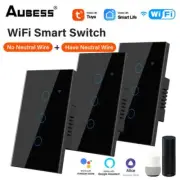 TUYA WiFi Smart Touch Switch Home Wall Button 1/2/3/4 Gang US PLUG Universal Wor