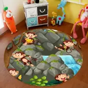 3D Stone Mountain Monkey NAO5740 Game Rug Mat Elegant Photo Carpet Mat Fay