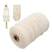Macrame Cotton Cord, 4 Strand Twisted Macrame Yarn 5mm*109Yards Natural White