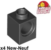 LEGO Technic 4x Brick 1x1 Hole 1 Hole Black/Black 6541 New