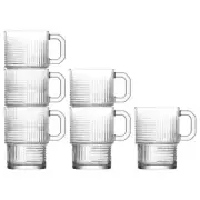 6x LAV 270ml Helen Stacking Glass Coffee Cups Clear Tumbler Glassware Gift Set