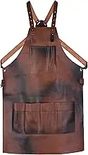 LeatherShire Leather Tool Working Apron | 12 Pocket Tool Apron | Unisex Leather Apron | Cross Body Back Straps Adjustable | Woodworking | Gardening Apron, Brown, One Size